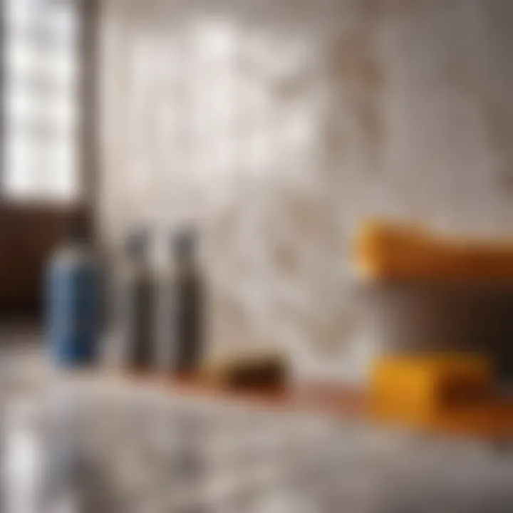 Tools and materials for painting bathroom tiles