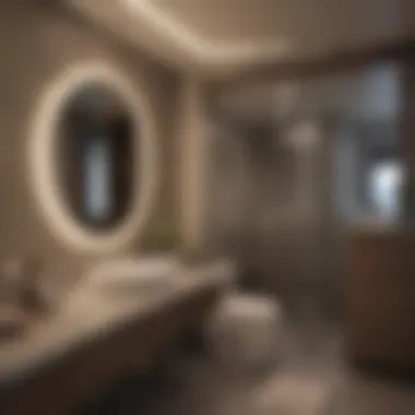 Functional design elements in a fifth wheel bathroom