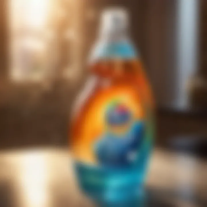 A bottle of Dawn dish soap with bubbles forming around it