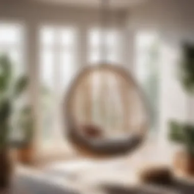 Chic hanging chair as a stylish bedroom accessory