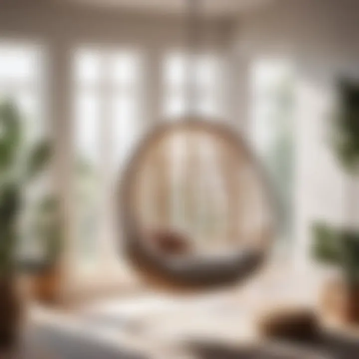 Chic hanging chair as a stylish bedroom accessory