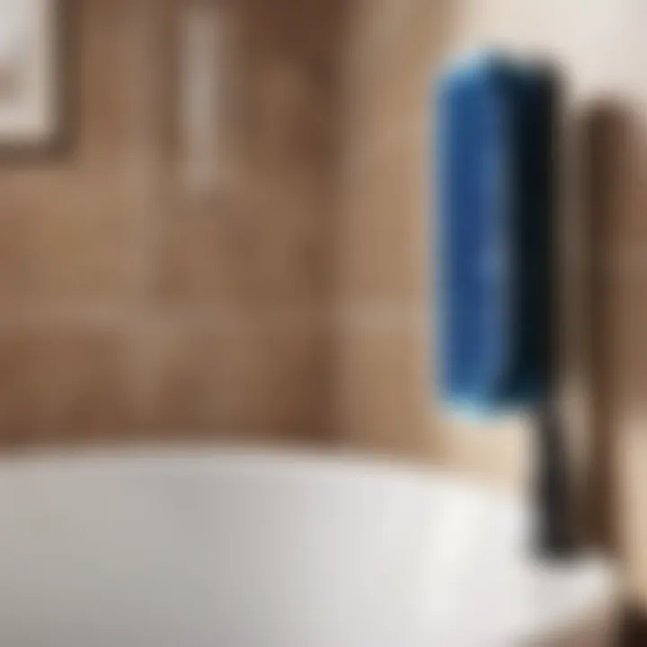 Innovative bathroom brush attachment in action