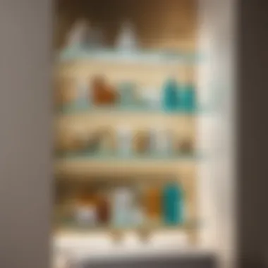 Functional Glass Shelf Display Sleek glass shelves with bathroom essentials