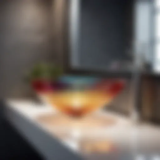 Elegant glass sink in modern bathroom