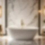 Luxurious Bathtub with Marble Accents Elegant bathtub with marble accents in luxurious bathroom