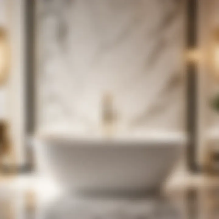 Luxurious Bathtub with Marble Accents Elegant bathtub with marble accents in luxurious bathroom