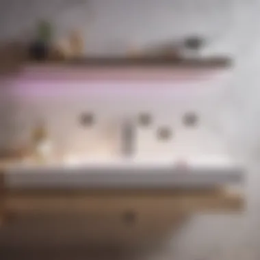 Sleek floating shelves with integrated LED lighting