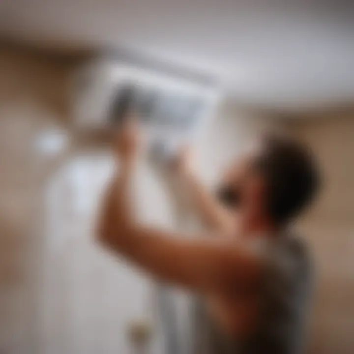 Homeowner upgrading bathroom ventilation system