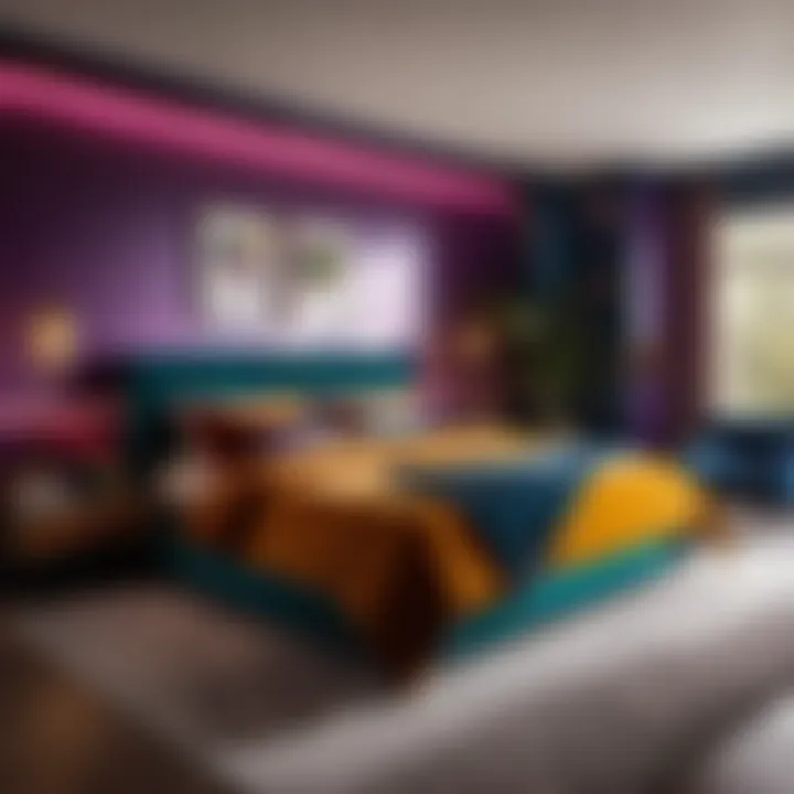 Modern Bedroom with Vibrant Jewel Tones Modern Bedroom with Vibrant Jewel Tones