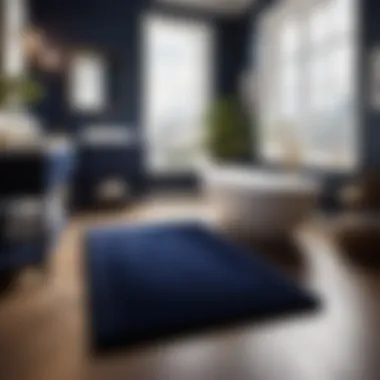 Plush Soho Collection Bathroom Rug in Rich Navy Blue