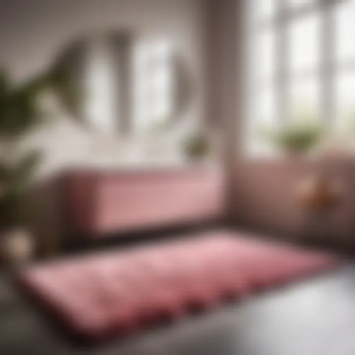 Rose Pink Bathroom Rug in a Minimalist Modern Bathroom