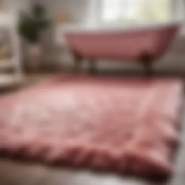 Elegant Rose Pink Bathroom Rug Styled in a Vintage Decor