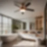 Modern Bathroom with Round Ceiling Fan and Light Fixture Round bathroom ceiling fan with light in modern bathroom setting