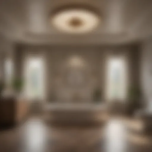 Round Bathroom Fan with Light Enhancing Modern Interior