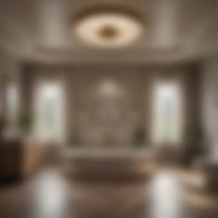 Round Bathroom Fan with Light Enhancing Modern Interior