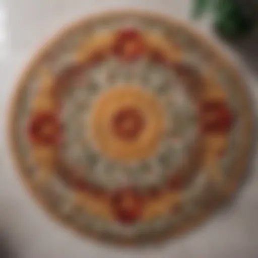 Elegant Round Bathroom Mat with Floral Design