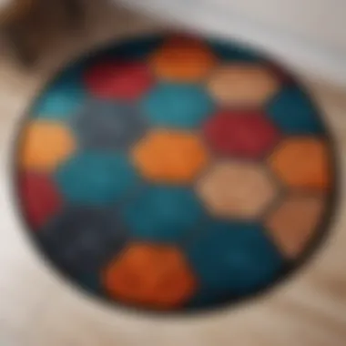 Modern Geometric Round Mat Round Bathroom Mat with Geometric Patterns