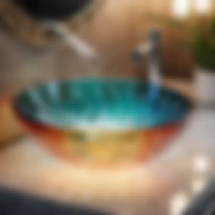 Artistic Glass Sophistication Round glass sink with intricate design