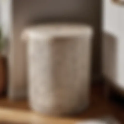 Elegant round laundry hamper with lid in modern living room