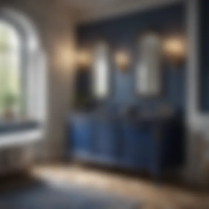 Royal Blue Double Sink Vanity Unit with Elegant Lighting