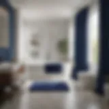 Luxurious royal blue memory foam bath mat in elegant bathroom setting