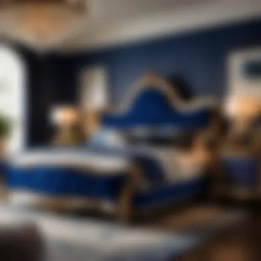 Luxurious Michael Amini Bedroom Set in Royal Blue