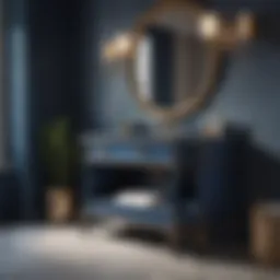 Regal Blue Vanity Cabinet in Luxurious Bathroom Setting