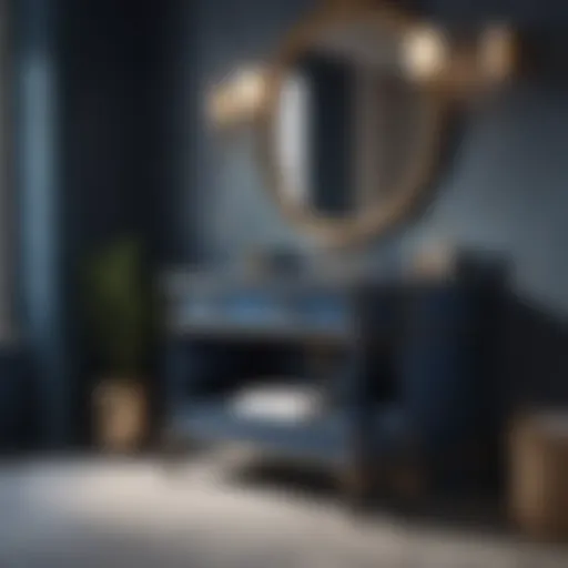 Regal Blue Vanity Cabinet in Luxurious Bathroom Setting