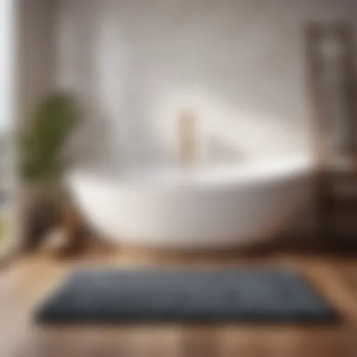 Elegant rubber backed bathroom rug in modern bathroom