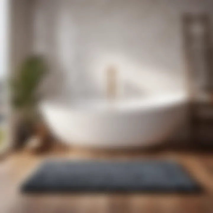 Elegant rubber backed bathroom rug in modern bathroom