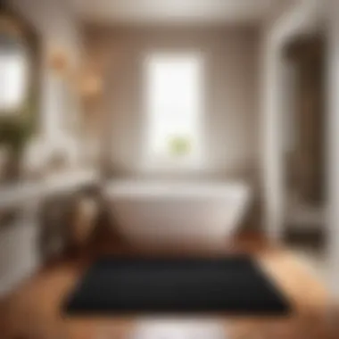 Rubber backed bathroom rug enhancing safety in bathroom