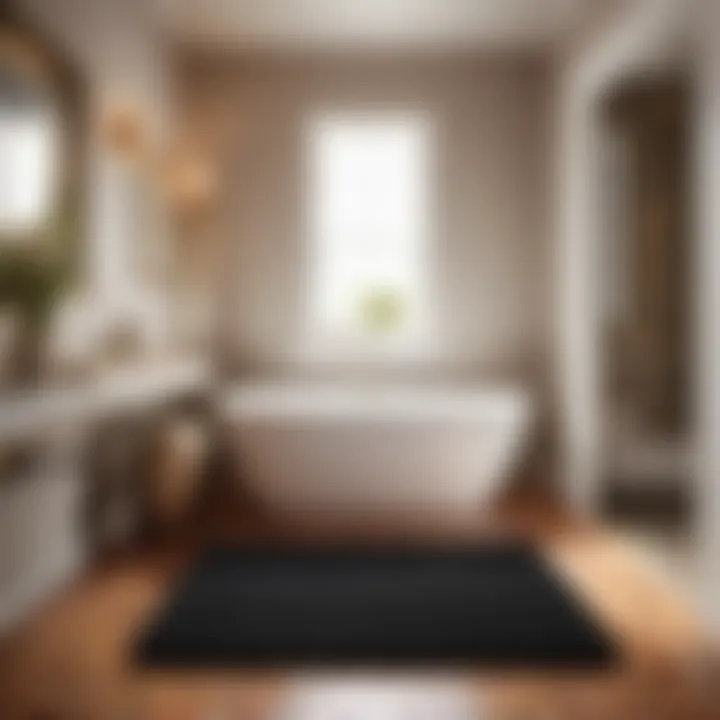 Rubber backed bathroom rug enhancing safety in bathroom