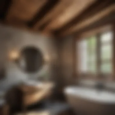 Charmingly Exposed Beams Rustic bathroom ceiling with exposed beams