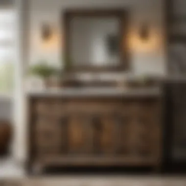 Distressed Finish Rustic Vanity Rustic bathroom vanity with distressed finish