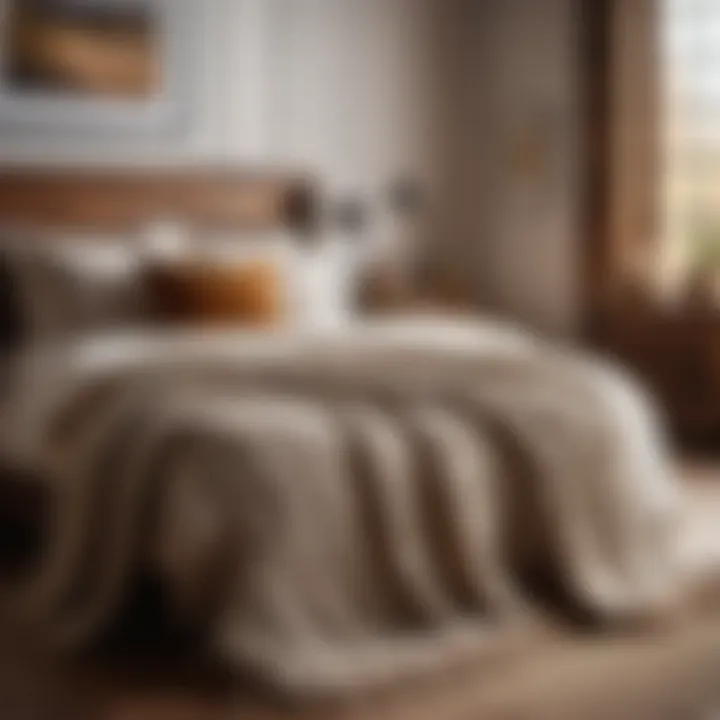 Rustic Bedroom with Knit Throw Blanket