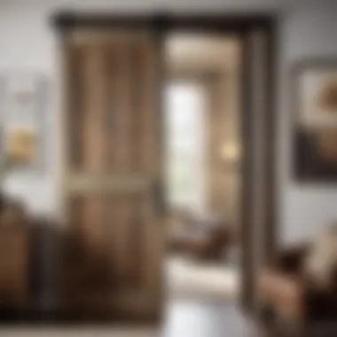 Reclaimed Rustic Charm Rustic chic bedroom pocket door with reclaimed wood finish