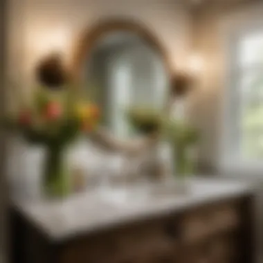 Floral Accents Add a Touch of Serenity Rustic Master Bathroom Vanity Styling with Fresh Flowers
