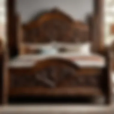 Artistry in Woodwork Rustic Queen Bed Frame with Intricate Carvings