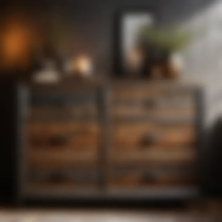 Urban Chic in Reclaimed Wood Dresser Rustic reclaimed wood dresser with industrial metal details