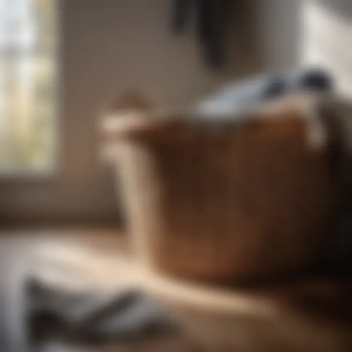 Rustic wooden accents on laundry basket