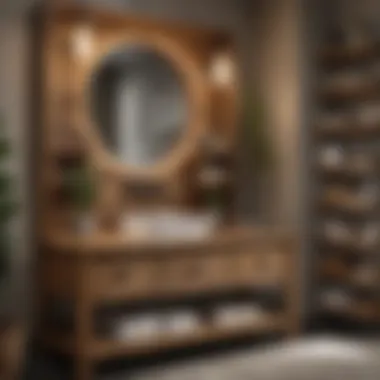 Rustic Wood Finish Vanity with Open Shelving