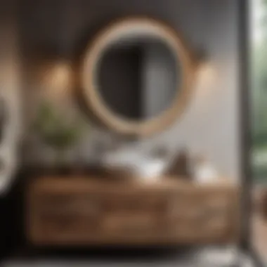 Harmonizing Rustic with Modern Rustic wood vanity with modern bathroom accessories