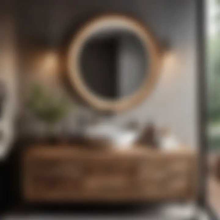 Harmonizing Rustic with Modern Rustic wood vanity with modern bathroom accessories