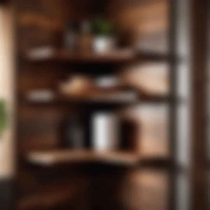 Rustic Wooden Bathroom Corner Shelves