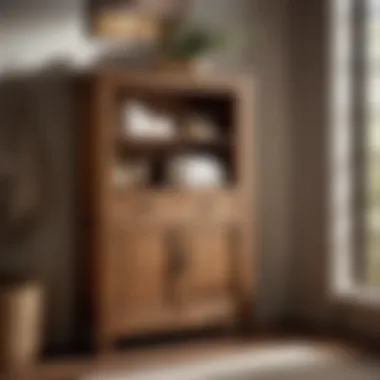 Rustic Wooden Bathroom Linen Cabinet with Open Shelves