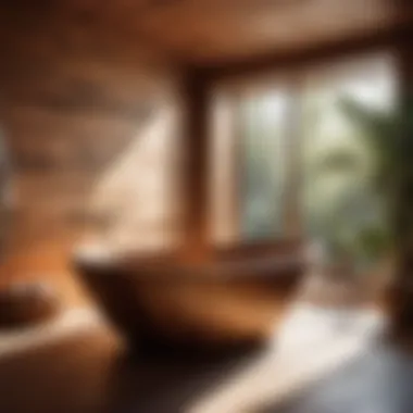 Organic Wood Bathtub Surround Rustic wooden bathtub surround with natural elements