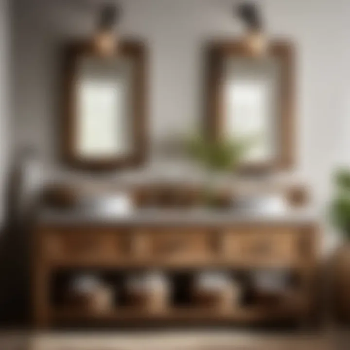 Rustic wooden farmhouse style double sink vanity