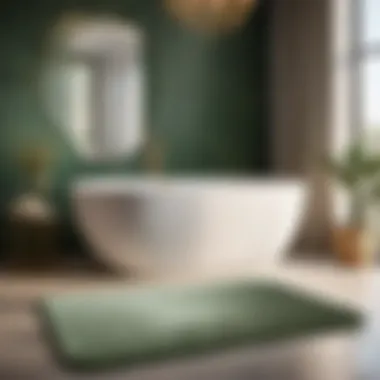 Artistic Innovation in Sage Green Modern sage green bathroom rug set with abstract art-inspired design