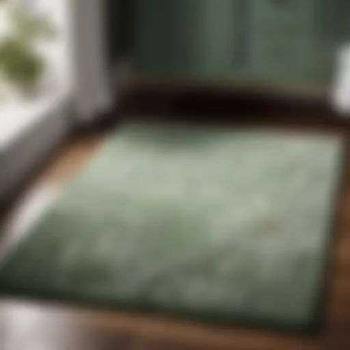 Floral Elegance in Sage Green Luxurious sage green bathroom rug set with intricate floral design