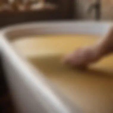 Refinishing Process with Sandpaper for Plastic Bath Sandpaper used in refinishing a plastic bath